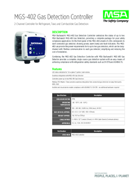 Thumbnail of document Data Sheet - MGS-402 Gas Detection Controller